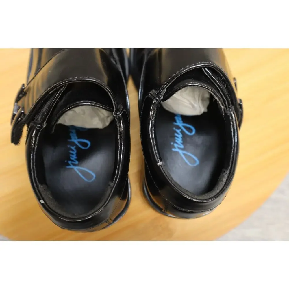 Jimi Jaymz Black Slip On Loafer Buckle Shiny Dress Shoes K5821 Youth Kids Boys 8